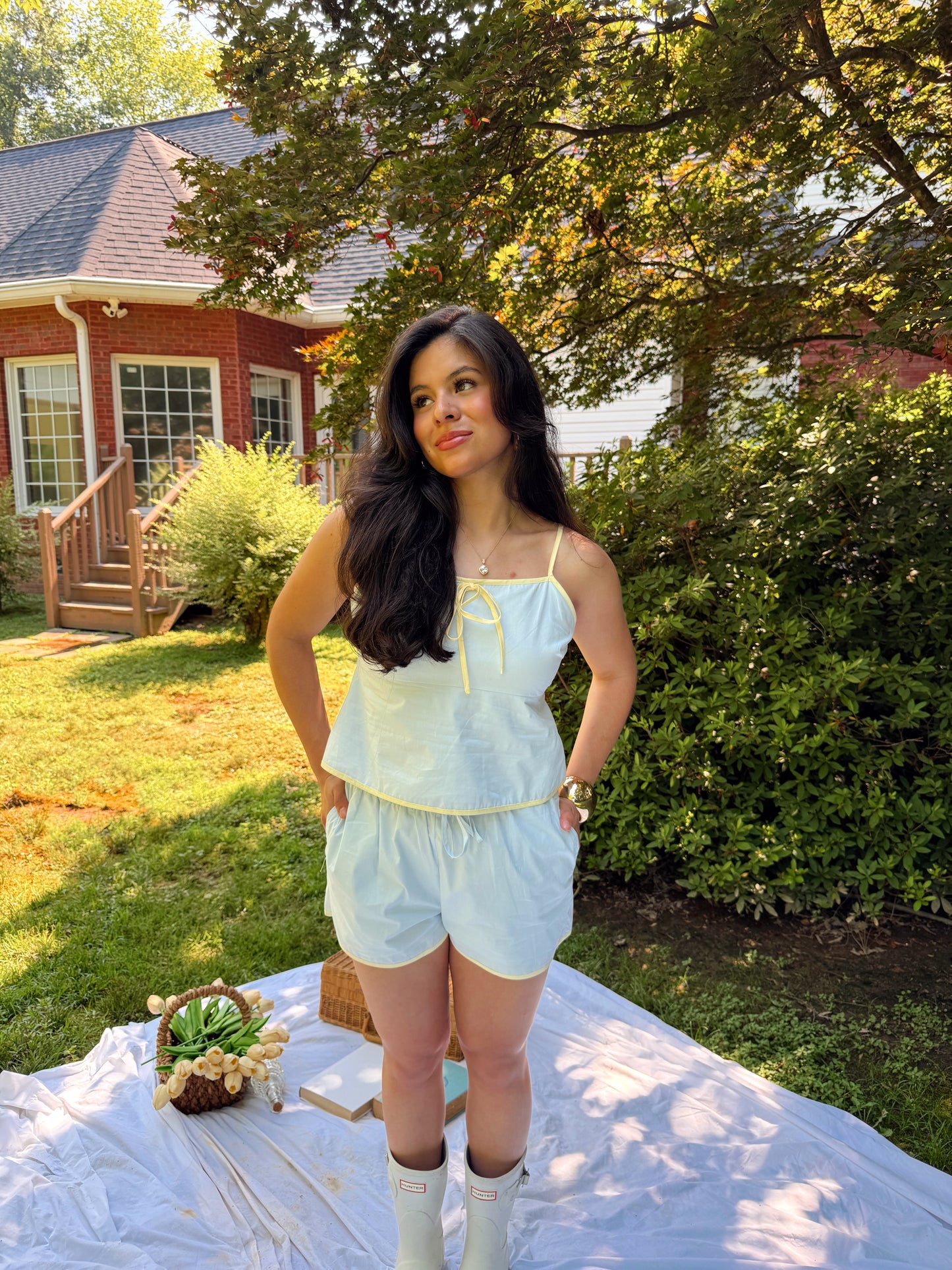 Pastel Blue & Yellow Top and Short Set