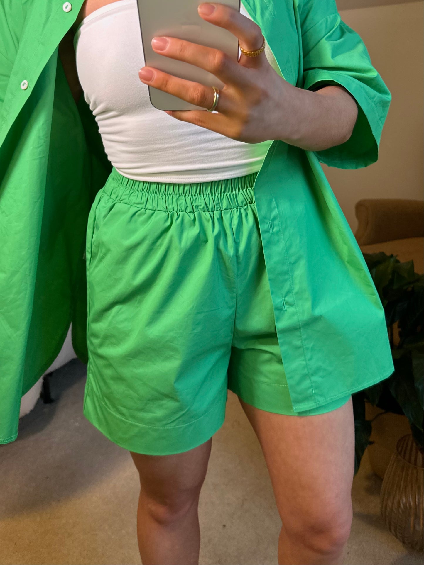 Kelly Green Button Up & Short Set