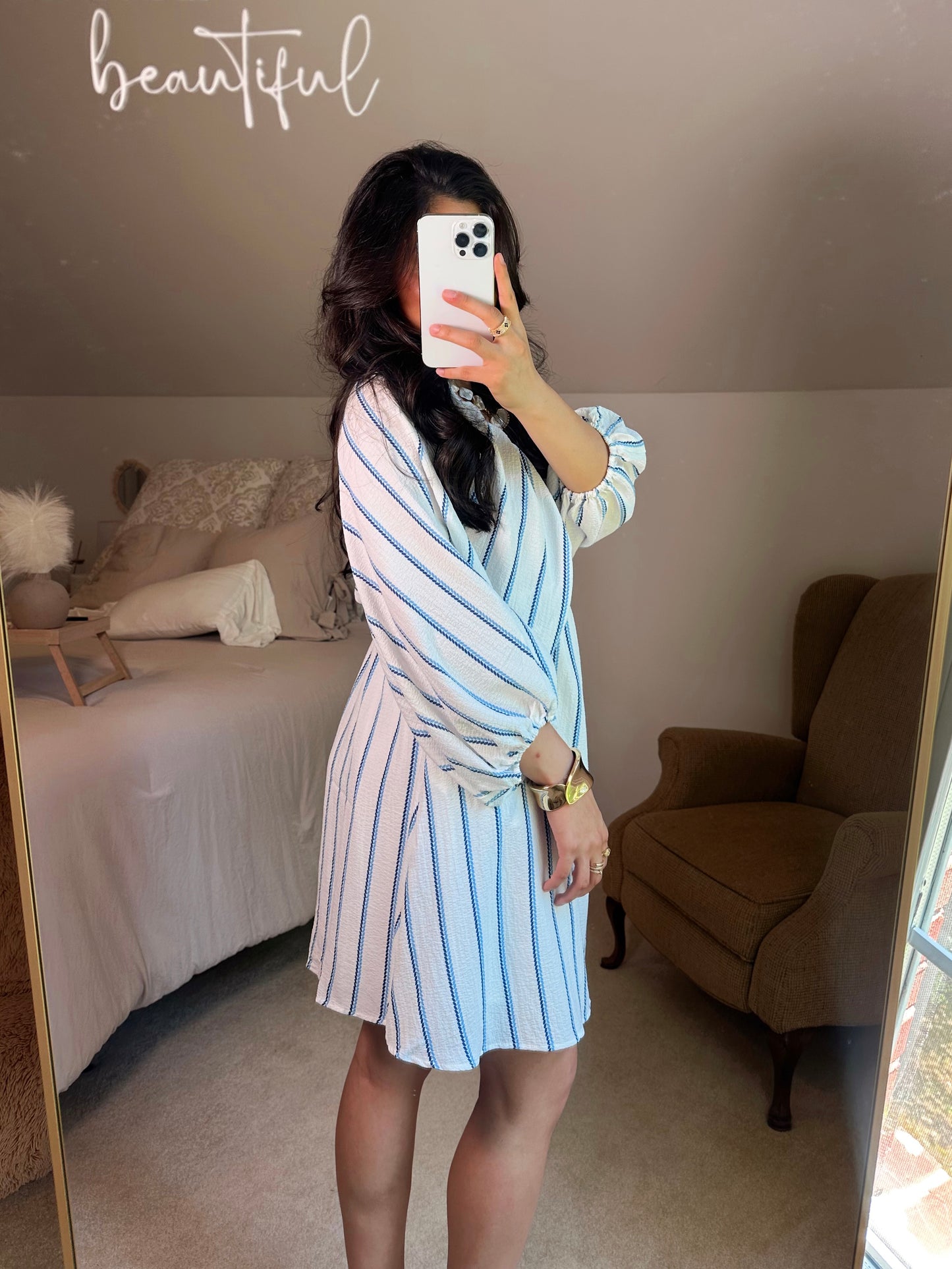 Coastal Stripe V-Neck Dress