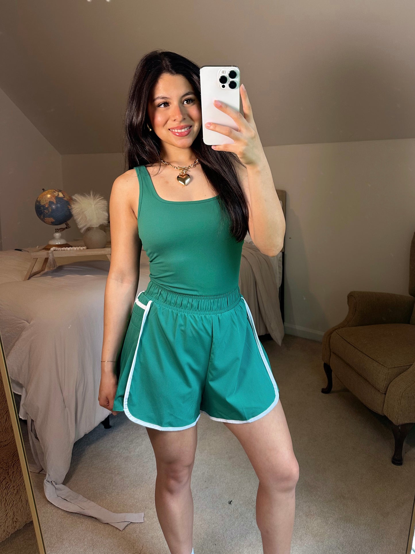 Kelly Green Butter Top & Ruffle Short Romper