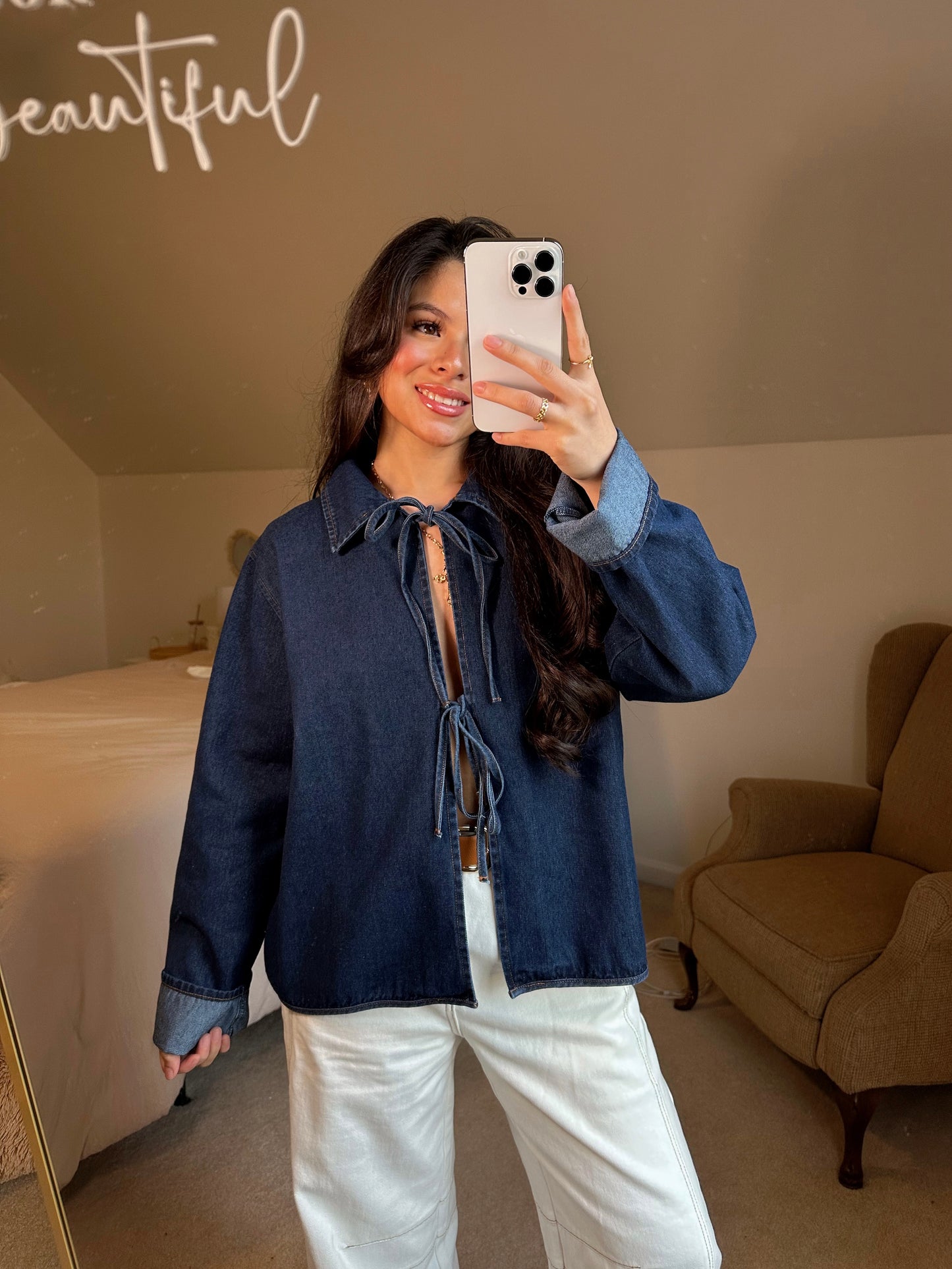 Dark Denim Front Tie Top