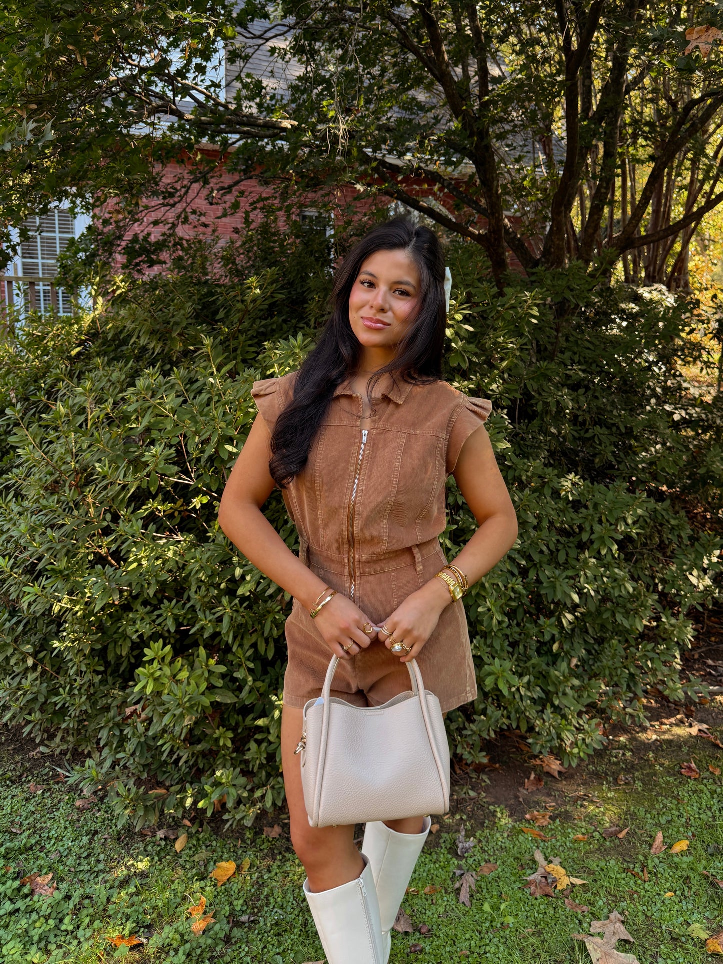 Pecan Pie Corduroy Romper