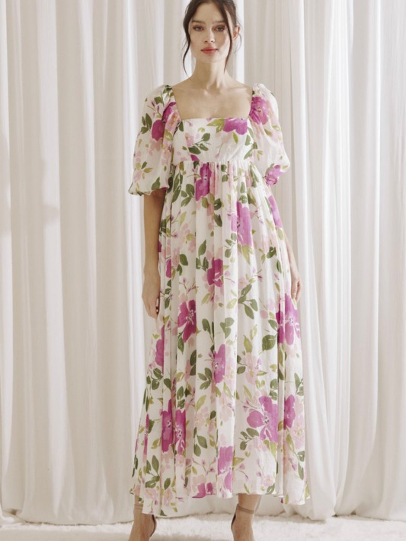 Purple Florals Maxi Dress