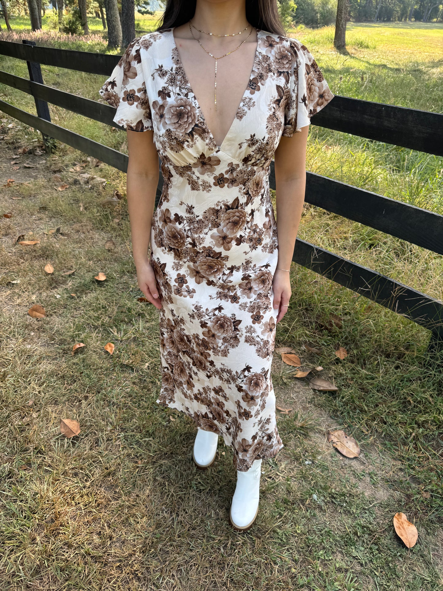 Brown Florals Dress