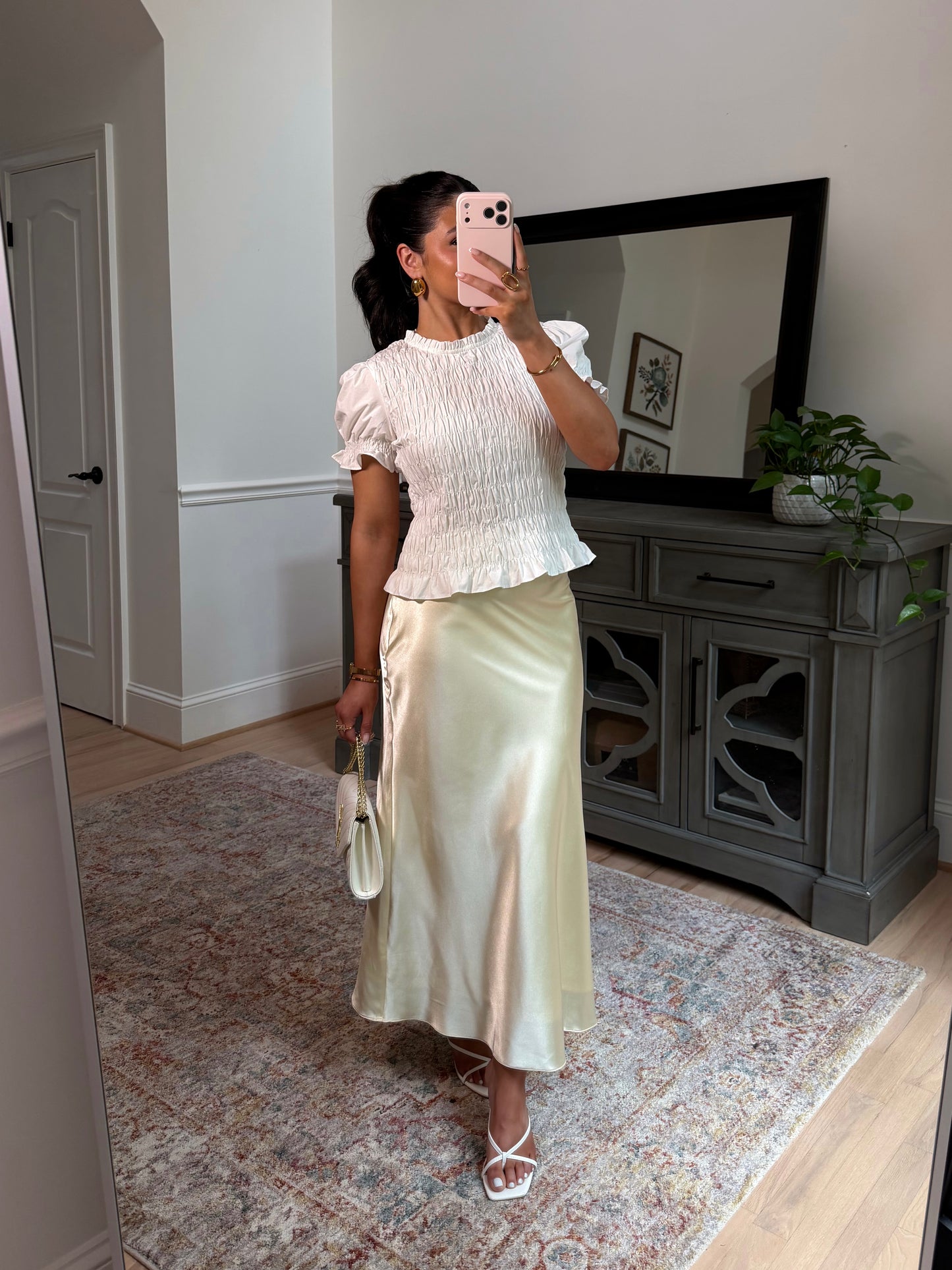 Pearl Buttercream Satin Skirt