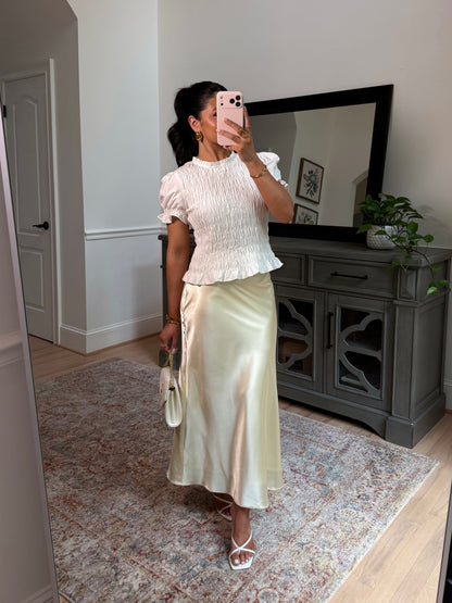 Pearl Buttercream Satin Skirt