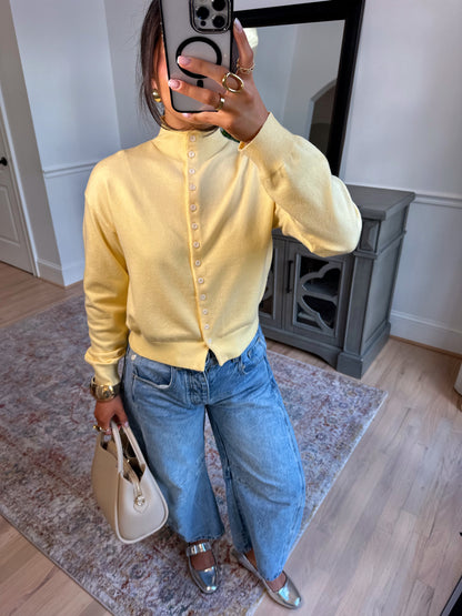 Dalilah Yellow Mockneck Cardigan