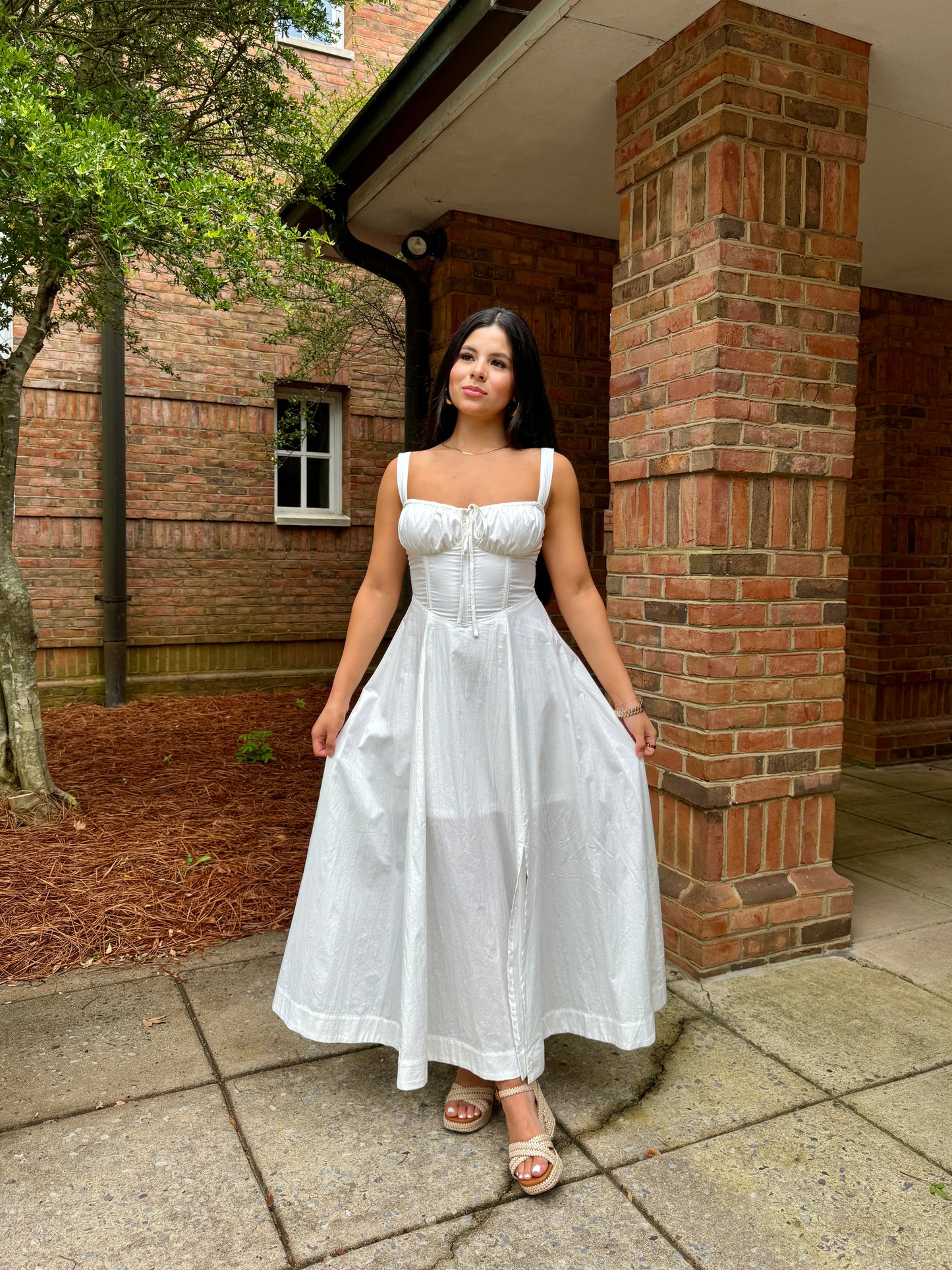 White Corset Midi Dress