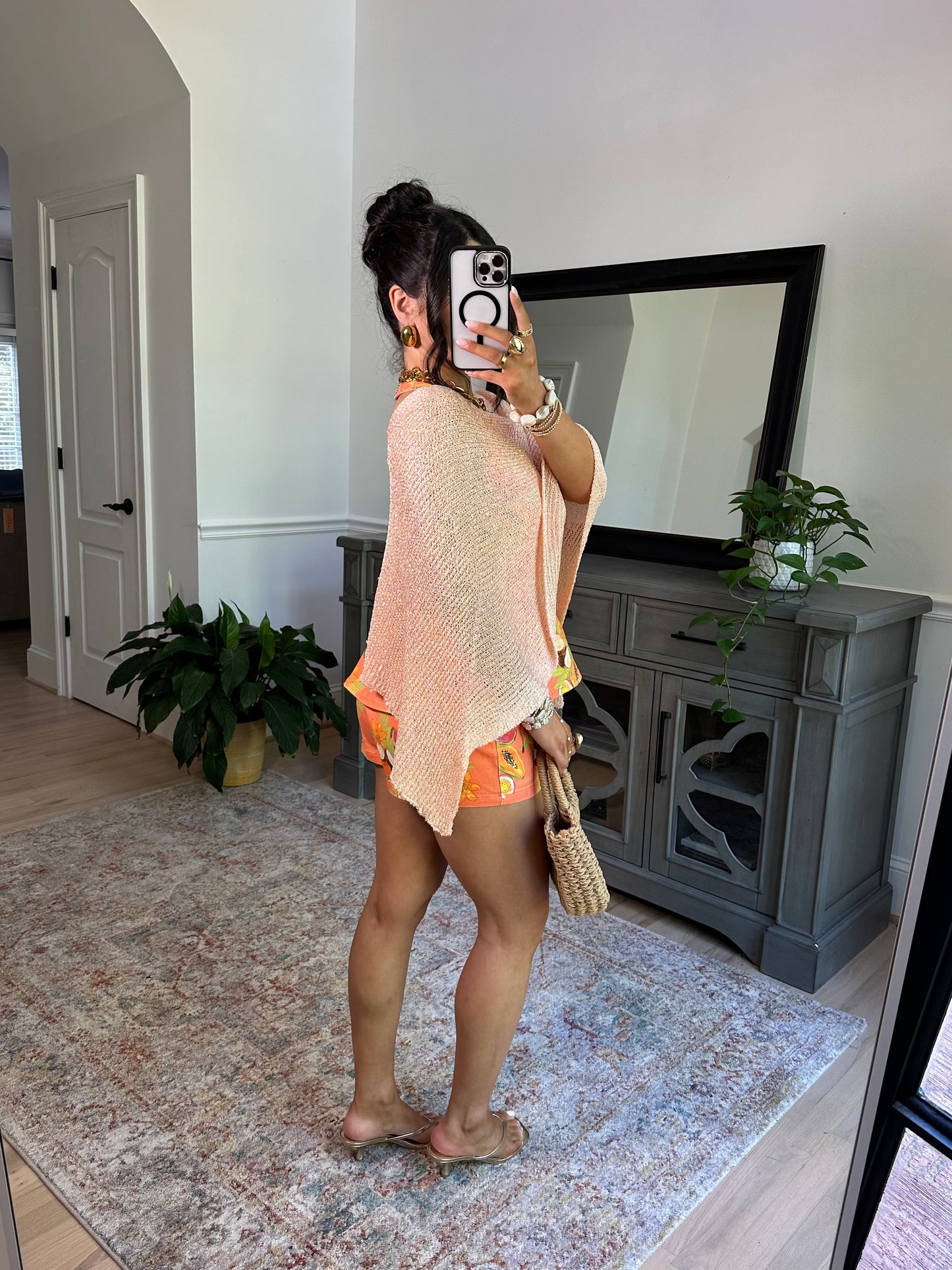 Peaches Knit Sequin Poncho