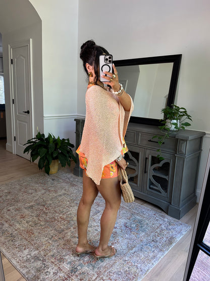 Peaches Knit Sequin Poncho