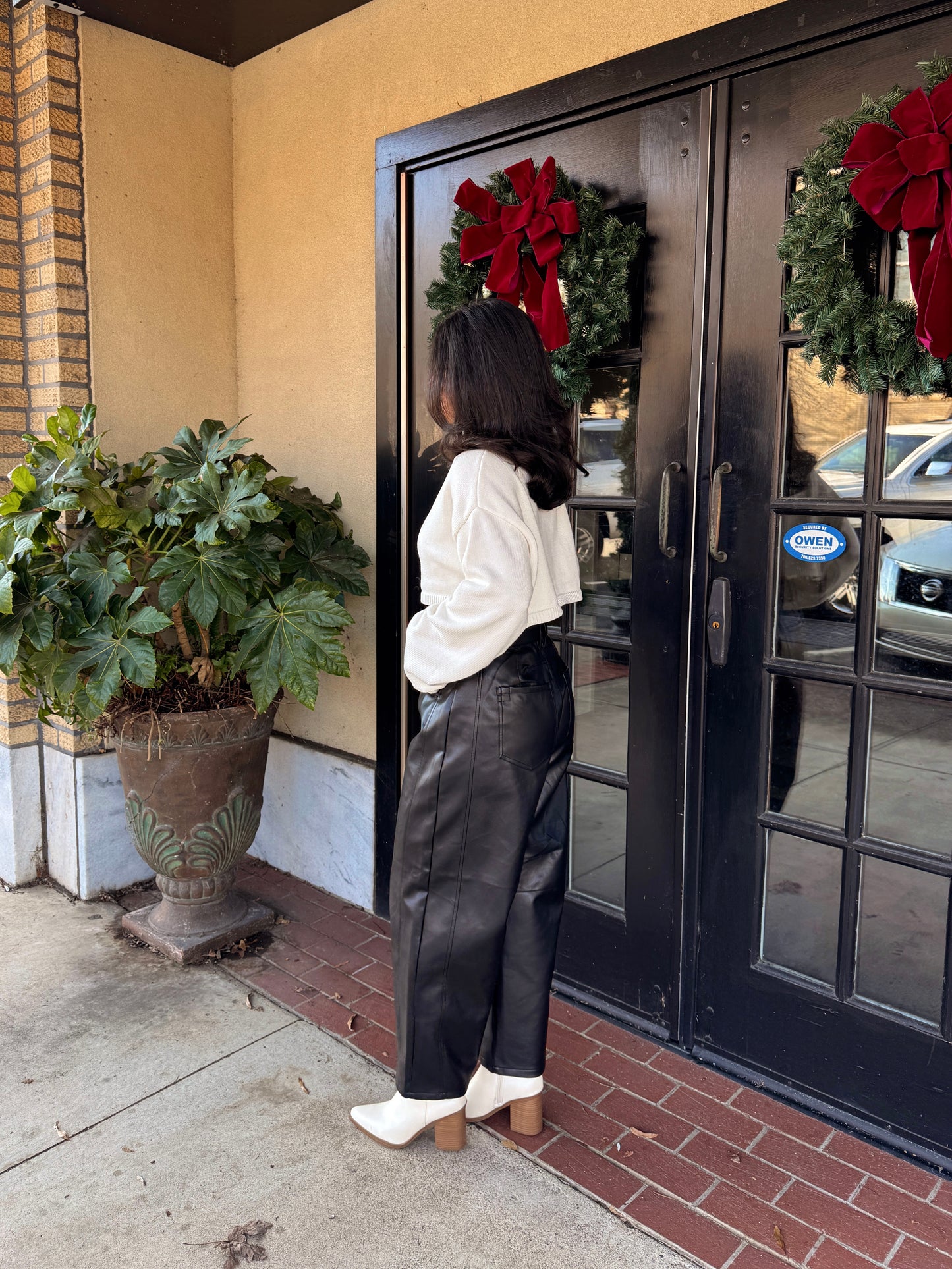 Black Essence Pleather Barrel Pants