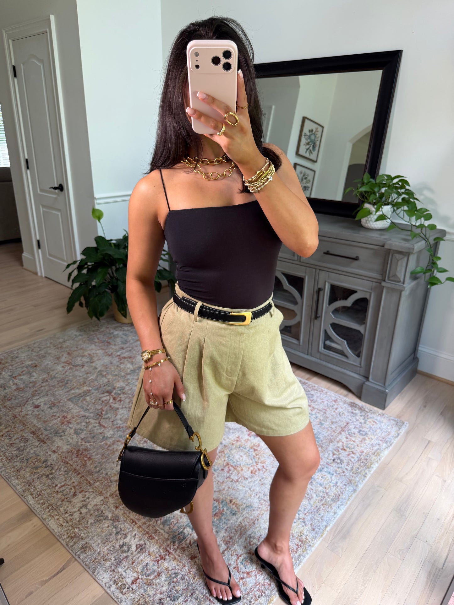 It Girl Khaki Denim Shorts