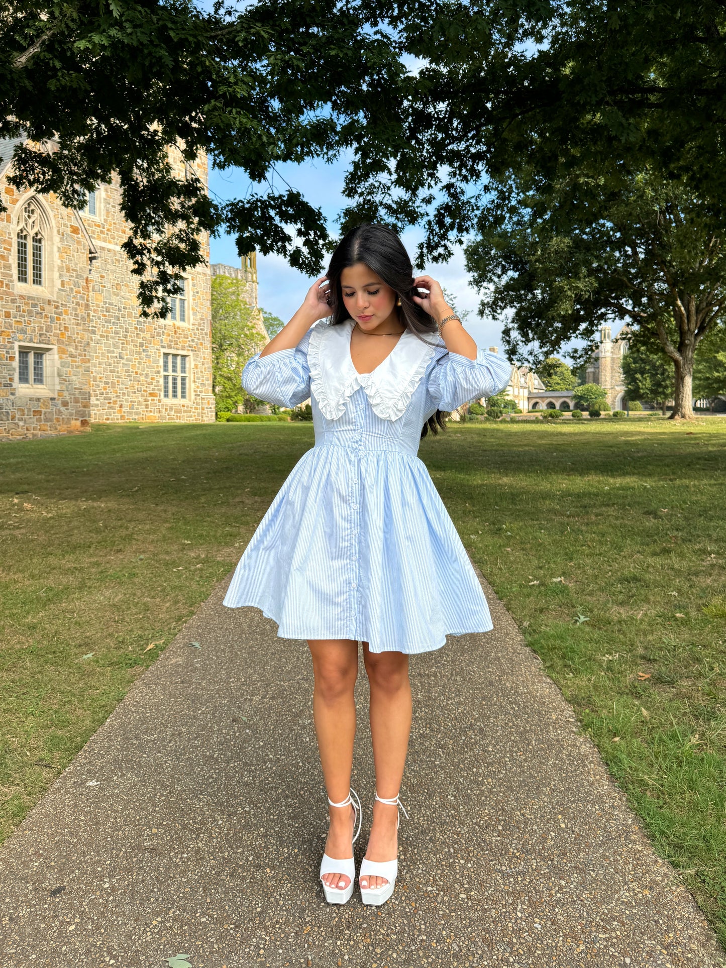 Southern Belle Baby Blue Striped Dress