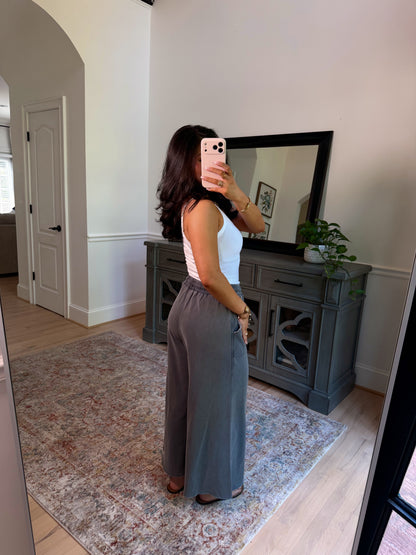 Ash Cropped Wide Leg Pants