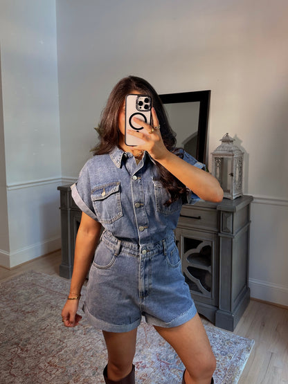 Autumn Days Denim Romper