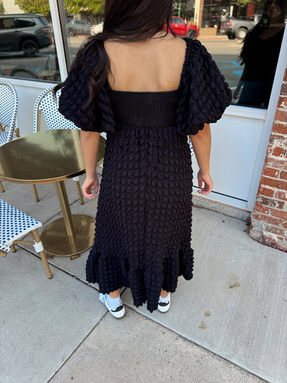 Black Puff Midi Dress