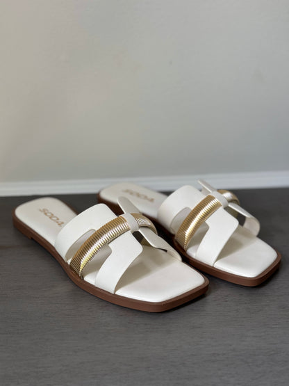 White & Gold Band Sandal