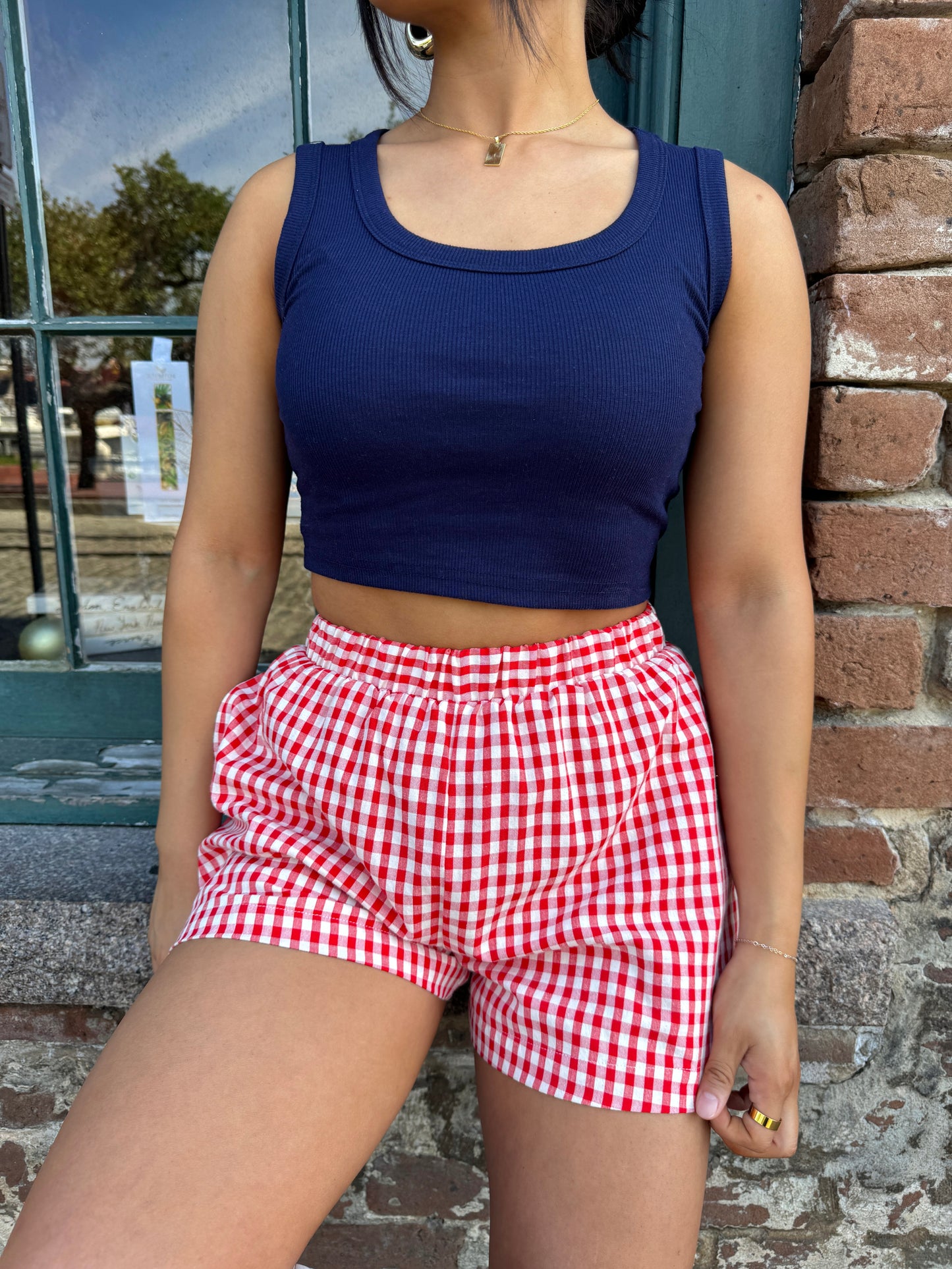 Red Pocket Checkered Boxer Shorts