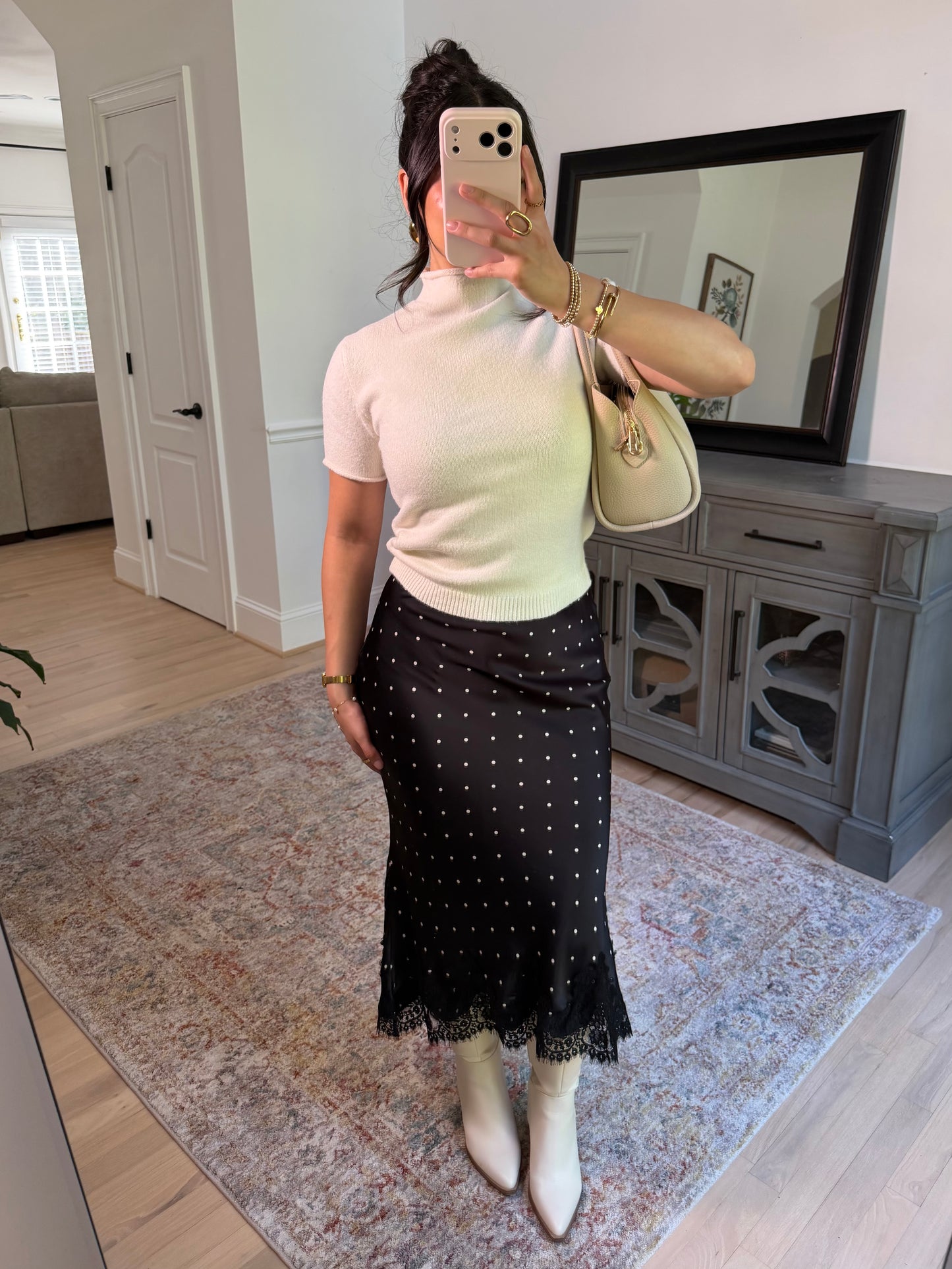 Parisian Polka Dot Satin Lace Skirt