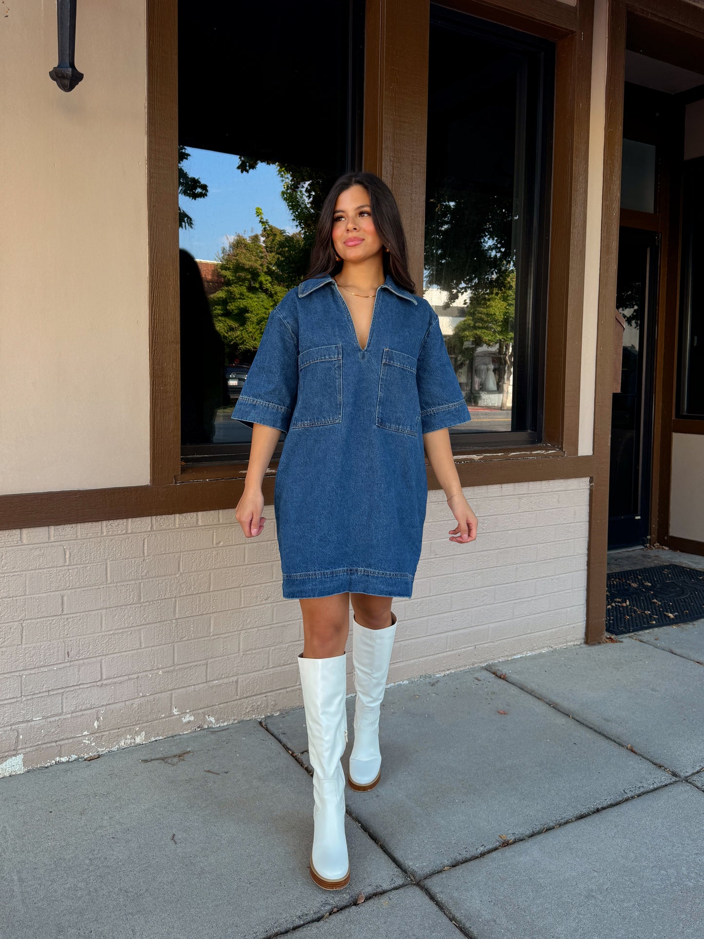 Denim Collared Short Dress