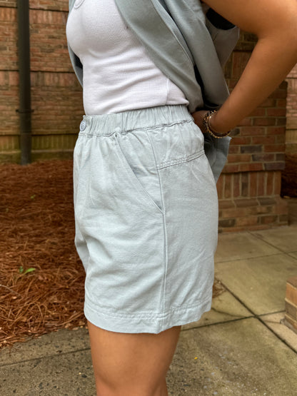 Dusty Blue Vest and Shorts Set