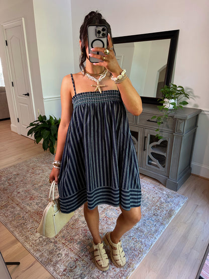 Ocean Air Smocked Stripe Dress