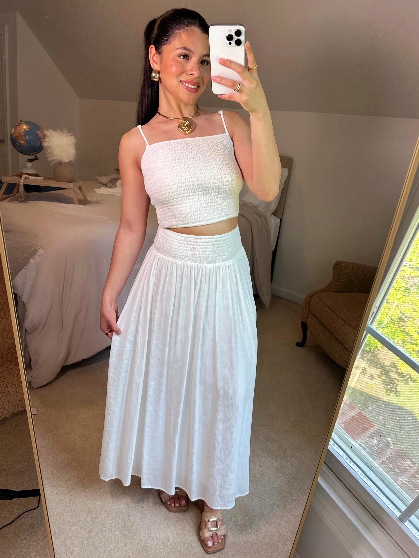 White Smocked Flowy Set