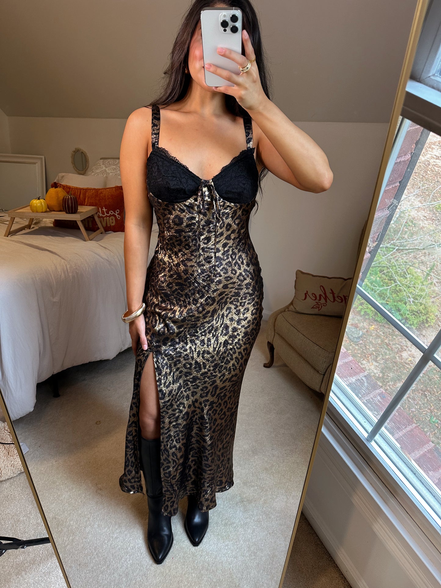 Black Lace Shimmer Leopard Dress