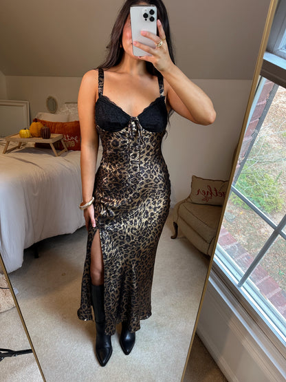 Black Lace Shimmer Leopard Dress