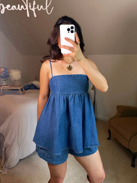 Denim Peplum Top