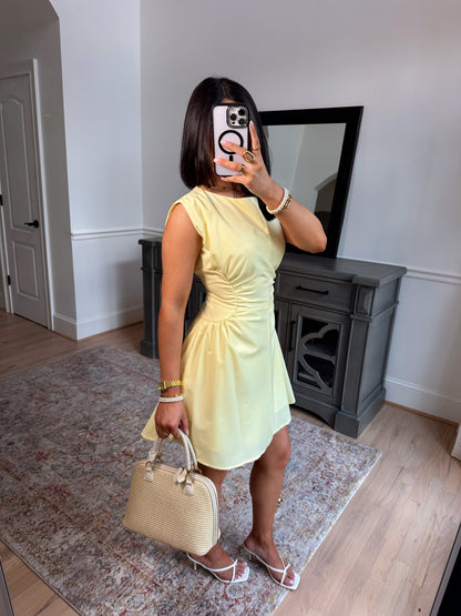 Yellow Magnolia Pleated Dress