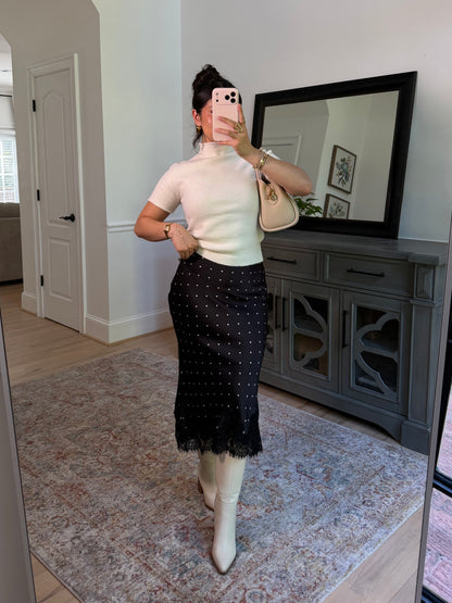 Parisian Polka Dot Satin Lace Skirt