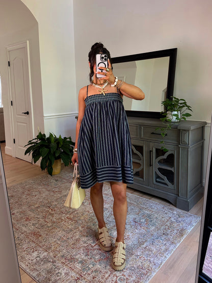 Ocean Air Smocked Stripe Dress