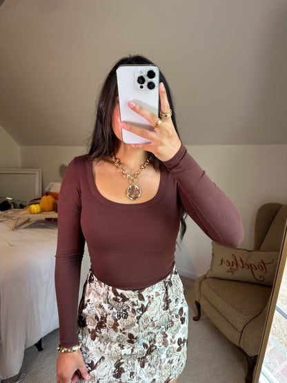 Dark Brown Long Sleeve Top