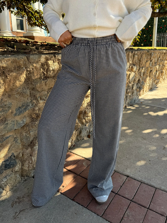 Navy Gingham Boxer Pants
