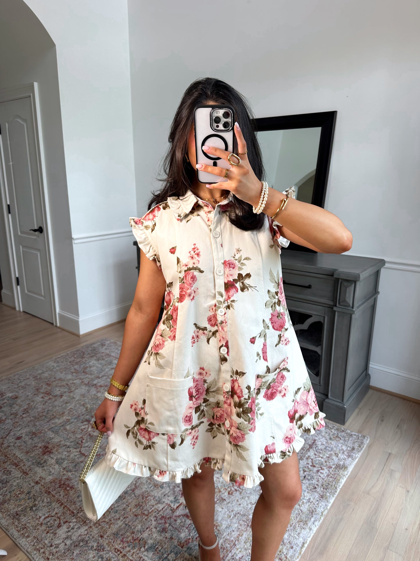 Sweet Rose Button Dress