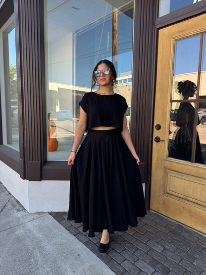 Black Top & Skirt Set