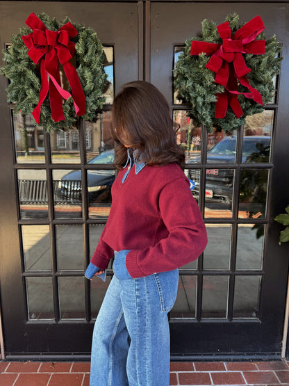 Burgundy Couture Polo Denim Knit