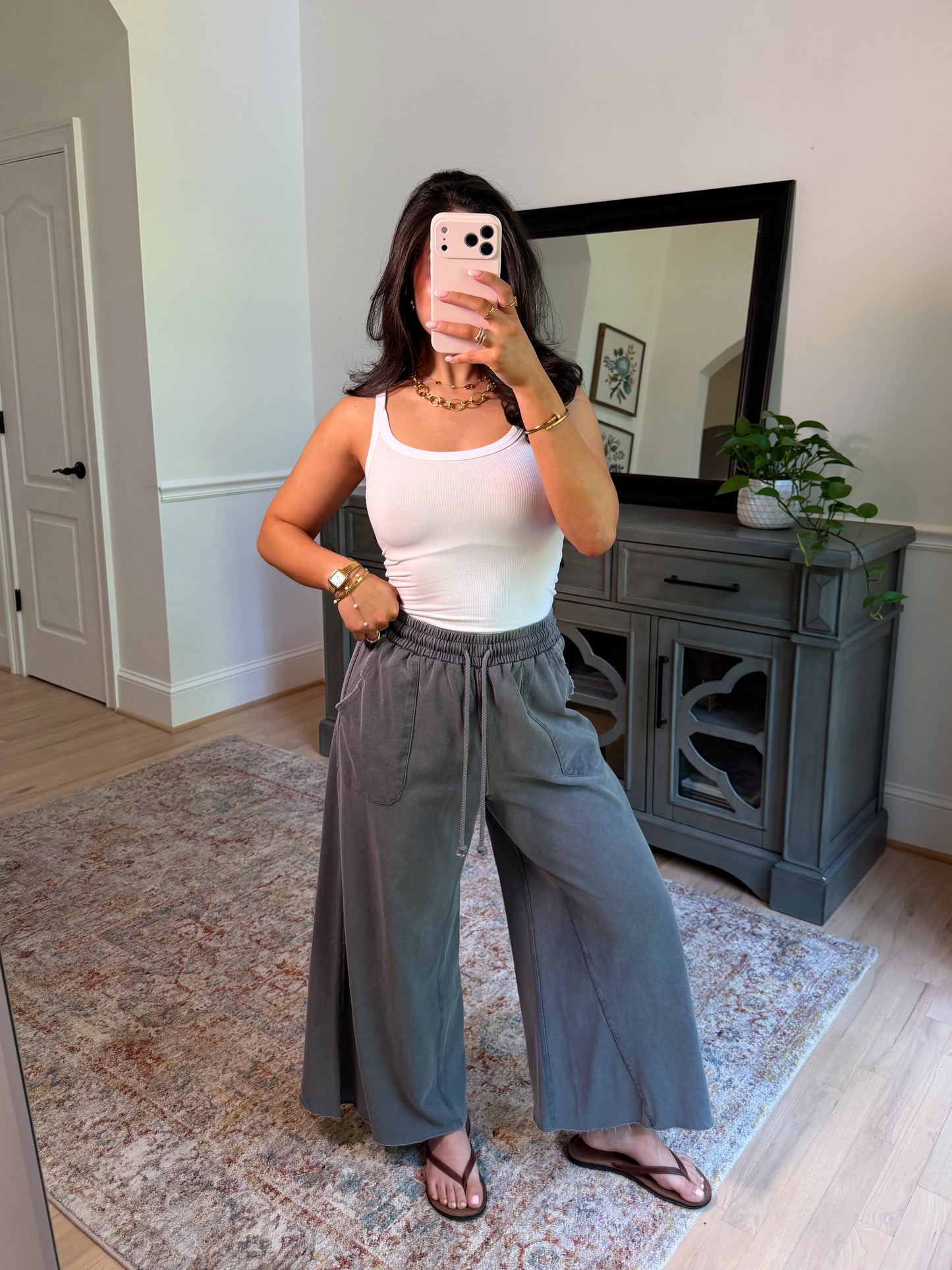 Ash Cropped Wide Leg Pants