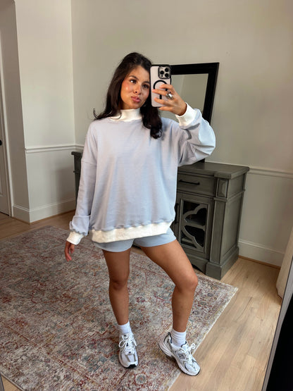 Baby Blue Mockneck Striped Set
