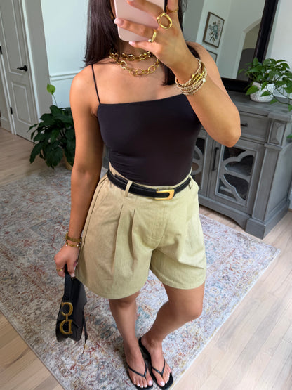 It Girl Khaki Denim Shorts