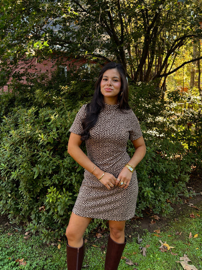 Hazelnut Geometric Dress