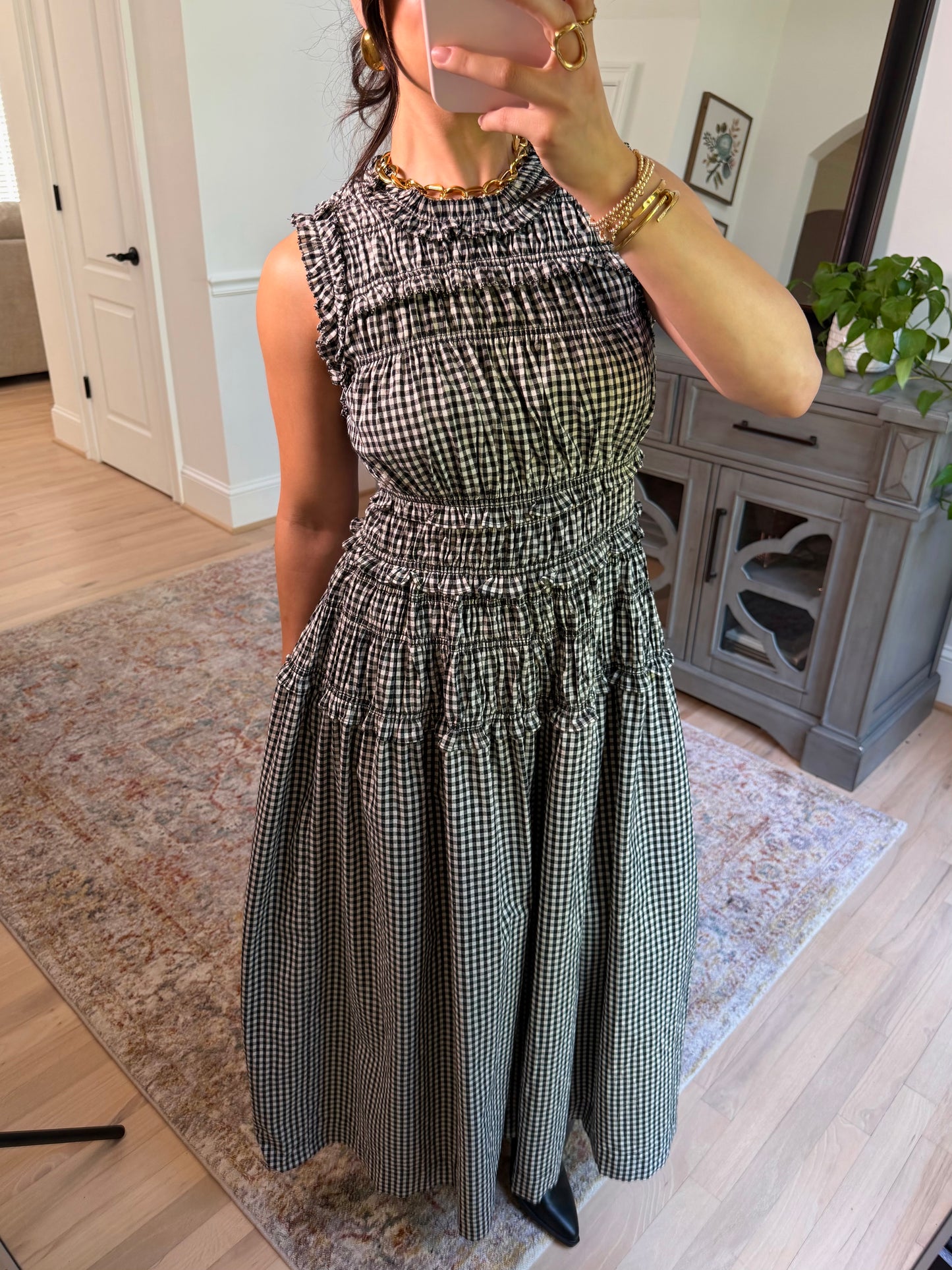 The Sinclair Black Gingham Dress