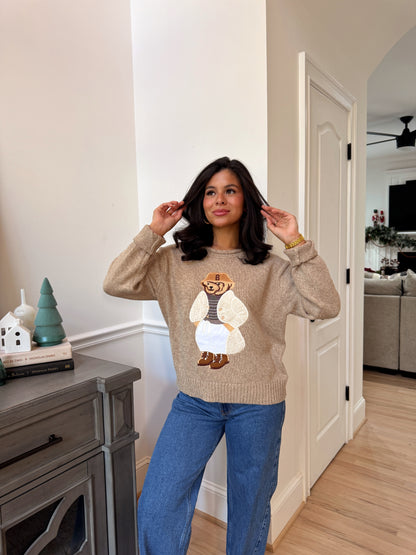 Teddy Embroidered Cotton Sweater