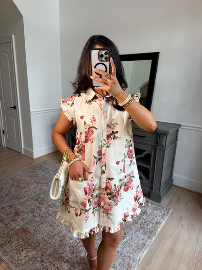 Sweet Rose Button Dress