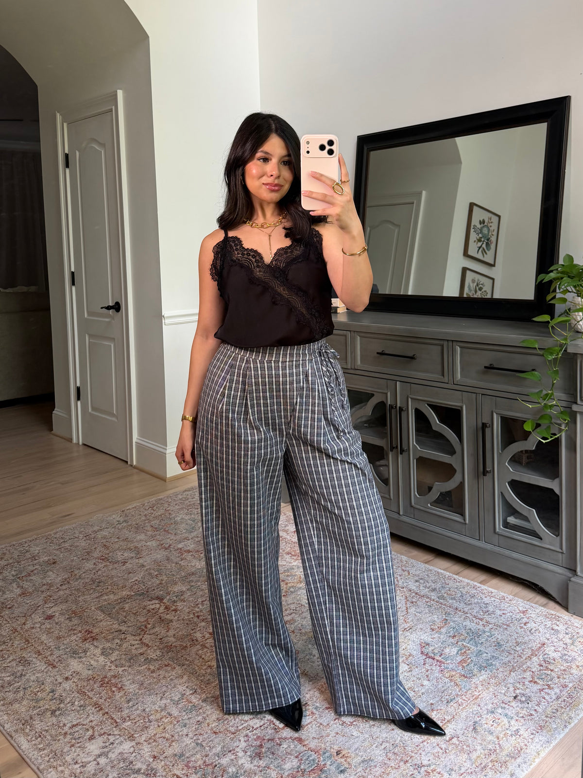 Ivy Black & White Plaid Pants