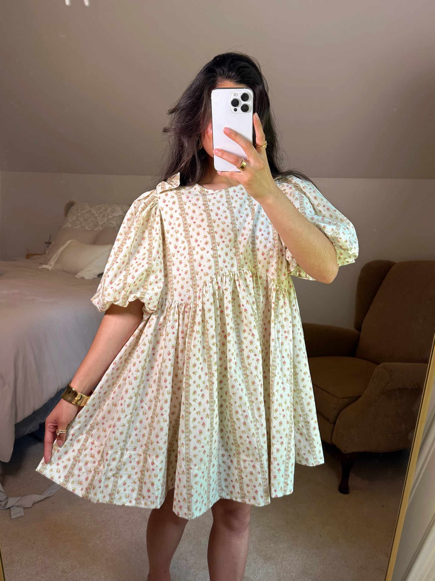 Ditsy Floral Bow Babydoll Dress