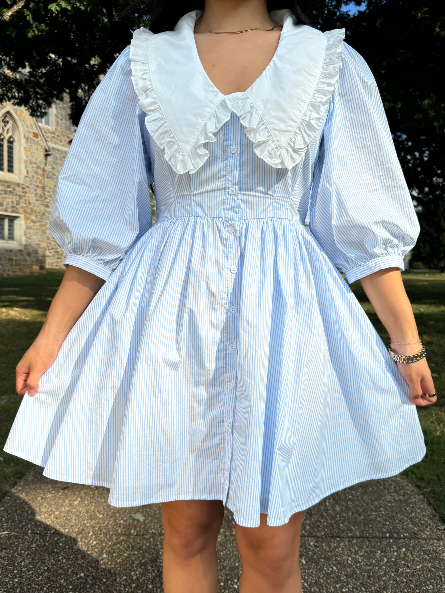 Southern Belle Baby Blue Striped Dress