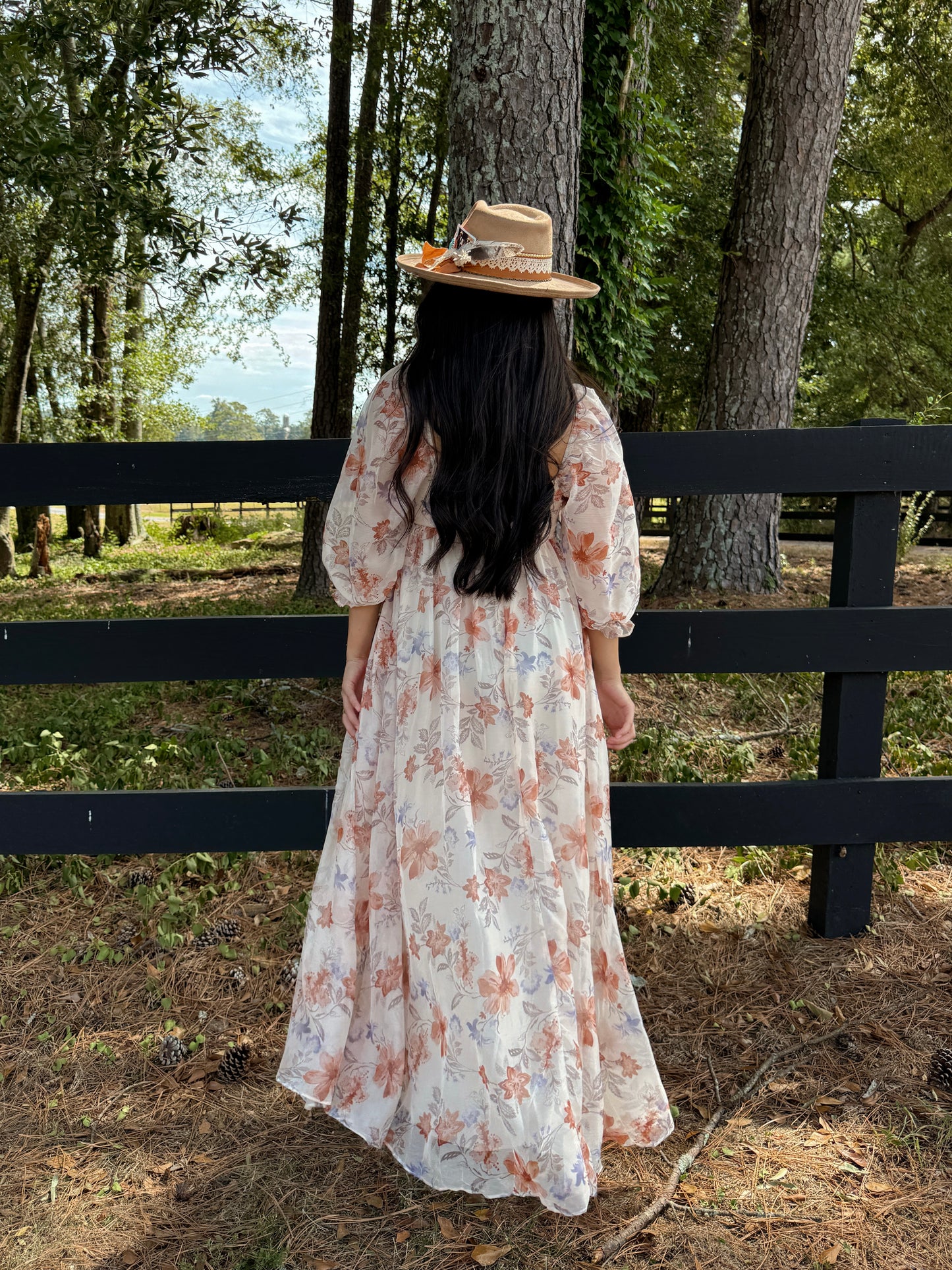 Orange Florals Maxi Dress