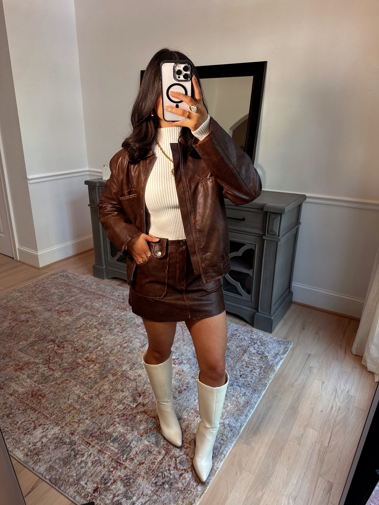 Rustic Brown Pleather Jacket